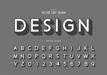 Poster - font and alphabet vector, design typeface and number, graphic text on blue background