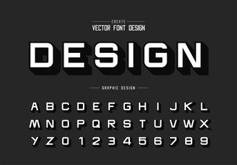 Fototapete - Shadow font and alphabet vector, Design typeface letter and number, Graphic text on background