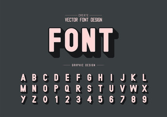 Fototapete - Shadow font and alphabet vector, Style typeface letter and number design, graphic text on background