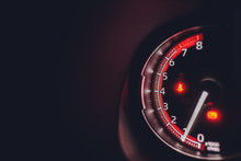 Close Up Shot Of A Speedometer In A Car.