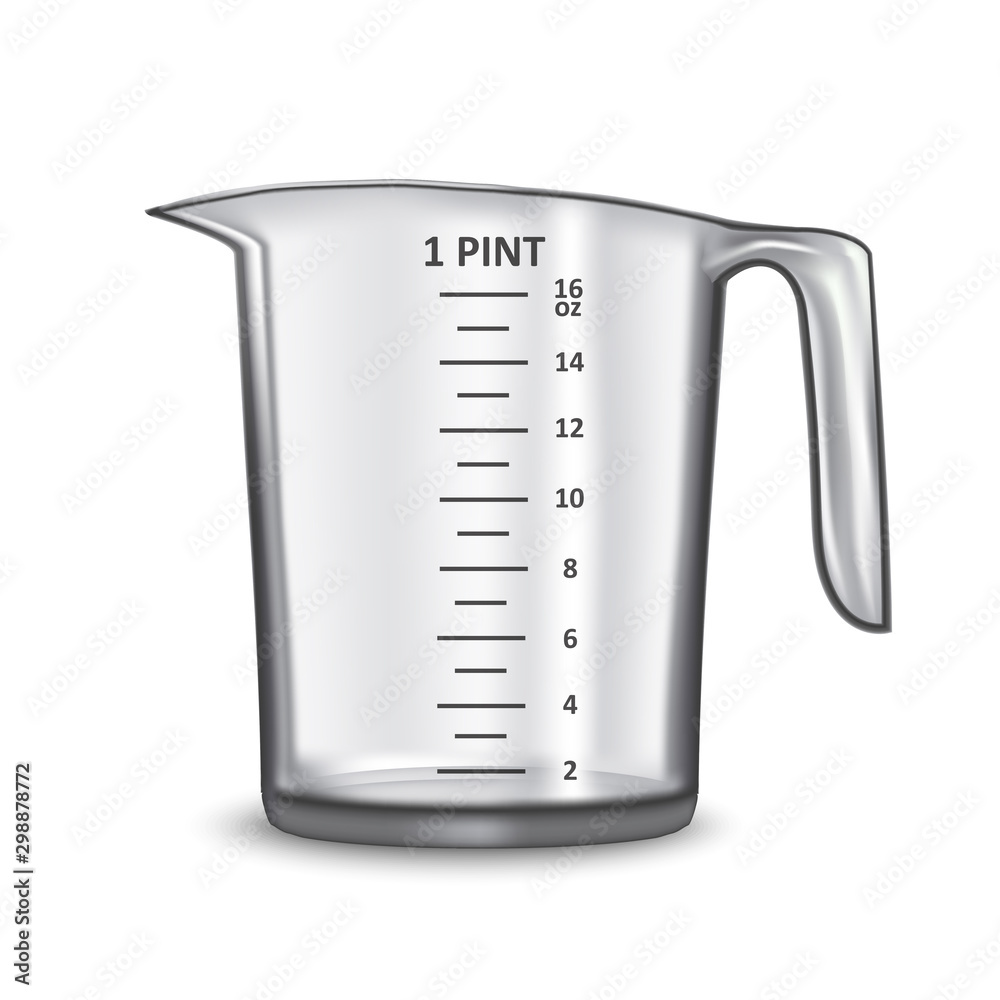 Realistic 3d Detailed Transparent Glass or Plastic Empty Measuring Cup ...