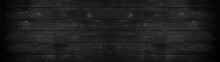 Old Black Grey Rustic Dark Wooden Texture - Wood Background Panorama Long Banner