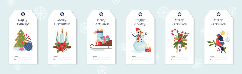 set of vector illustration of christmas gift labels.