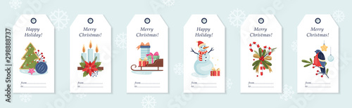 Photographie Set of vector illustration of christmas gift labels.