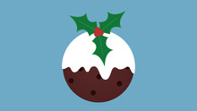 Bright Colorful Festive Christmas Pudding Flat Icon Blue