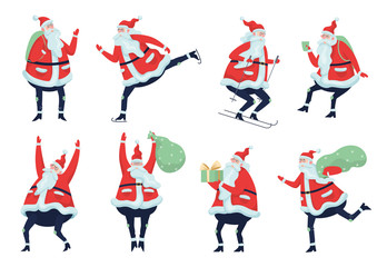 Poster - Set of cute funny Santa Claus in glasses celebrating Christmas