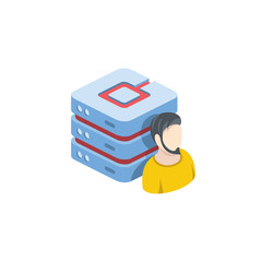 Fototapete - Server user. Vector 3d isometric, color web icon, new flat style. Creative illustration design, idea for infographics.