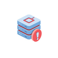 Fototapete - Server Exclamation point. Vector 3d isometric, color web icon, new flat style. Creative illustration design, idea for infographics.