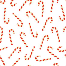Cheerful Candy Cane Background Seamless Pattern