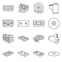 Isolated Object Of Player And Device Icon. Collection Of Player And Equipment Vector Icon For Stock.