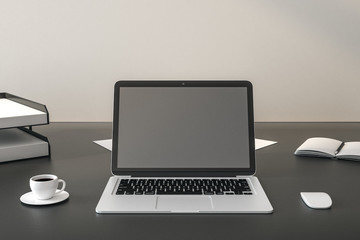 Poster - Creative designer desktop with empty notebook