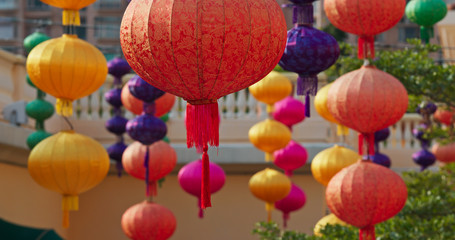 Poster - Chinese style lantern hanging at outdoor for decoration of the Lunar new year