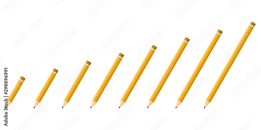 Set of vector Pencils in flat design. - obrazy, fototapety, plakaty 