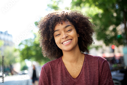 Smiling African American Girl With Curly Hair Buy This Stock