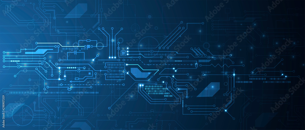 Abstract circuit board futuristic technology processing background - obrazy, fototapety, plakaty 