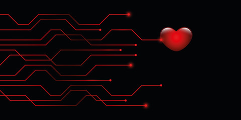 Poster - digital red heart online dating concept vector illustration eps10