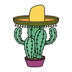 Poster - cactus mexican with traditional hat