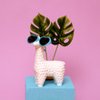 © Porechenskaya - Vacation summer composition. Funny llama beach lover. Minimal art