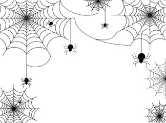 black spiders veator and halloween day on white background