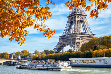 Wall Mural - Autumn in Paris, view with Eiffel tower, Paris, France