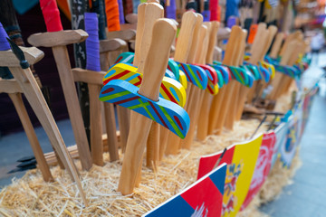 wooden toy swords at a fair