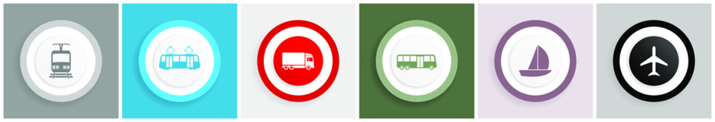 Aufkleber - Tranportation vector icons, flat design illustration