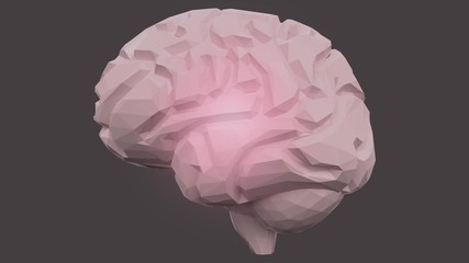 Poster - Low poly human brain with pain center on dark background