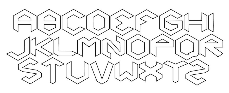 Hexagon alphabet vector white isolated