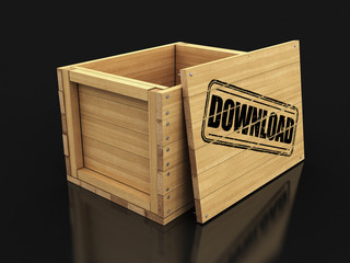 Sticker - Wooden crate with stamp Download. Image with clipping path