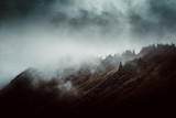 Fototapeta Góry - Moody mountain landscape with mist and fog