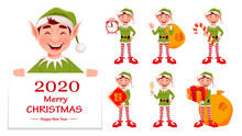Merry Christmas Greeting Card With Funny Elf