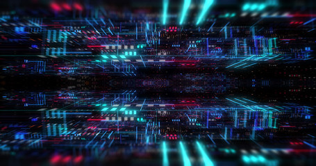 Flying futuristic central processing unit. electronic circuitry within a computer that carries out the instructions of a computer program performing arithmetic, logic, controlling.