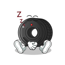 Tire Sleep Cartoon Vector Mascot Illustration