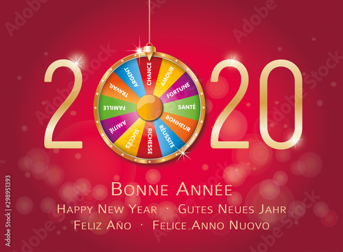 2020-Carte de vœux roue de la fortune-1 Poster Mural XXL