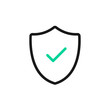 Vector shield and check mark icon. Security, safety, reliable, protection concepts. Vector line icon