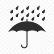 Umbrella icon, fragile box and keep away from water warning vector symbol. Package parcel logistics and delivery shipping, umbrella and rain drops sign