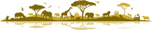 Savanna Landscape Africa Vector Silhouette