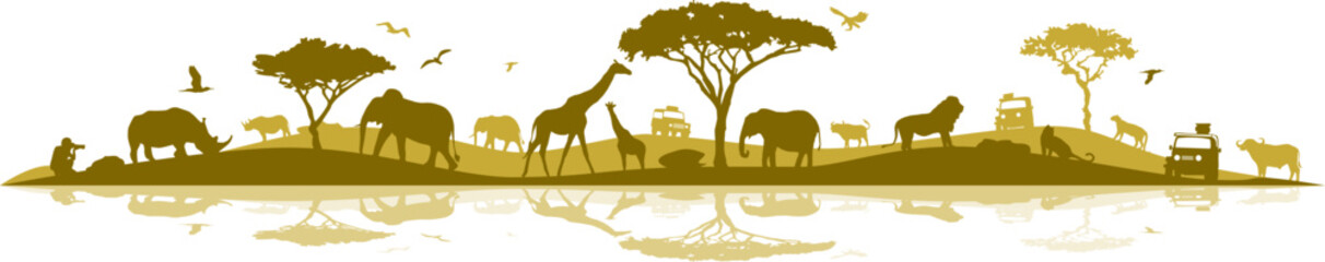 savanna landscape africa vector silhouette