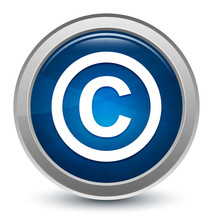 Copyright Symbol Icon Starburst Shiny Blue Round Button Illustration Design Concept