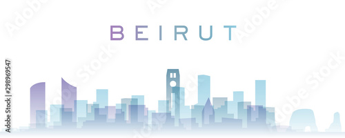 Beirut Transparent Layers Gradient Landmarks Skyline