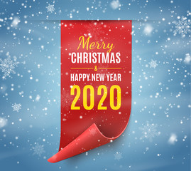 Wall Mural - christmas sale tag banner. red scroll isolated. merry christmas label. vector price tags illustratio