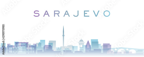 Sarajevo Transparent Layers Gradient Landmarks Skyline