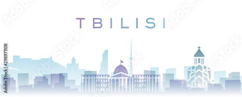 Tbilisi Transparent Layers Gradient Landmarks Skyline