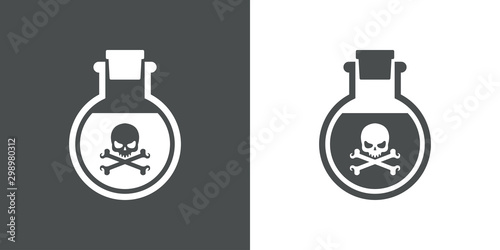 Fotomural Icono plano frasco con veneno en gris y blanco