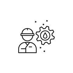 Poster - Gear worker oil icon. Simple line, outline vector of oil industry icons for ui and ux, website or mobile application