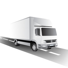 Poster - Truck delivery vector illustration isolated on background. Truck car on road flat style.