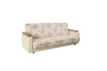 Wall Mural - Beige soft sofa with wooden armrests, folding function