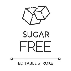 Canvas Print - Sugar free linear icon. Food without added sweetener. Product free ingredient. Diabetes prevention. Thin line illustration. Contour symbol. Vector isolated outline drawing. Editable stroke