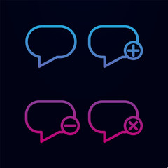 Poster - Speech, bubble, plus, remove, minus sign nolan icon. Simple thin line, outline vector of web icons for ui and ux, website or mobile application