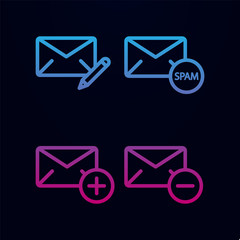 Poster - Mail, write, spam, plus, minus sign nolan icon. Simple thin line, outline vector of web icons for ui and ux, website or mobile application